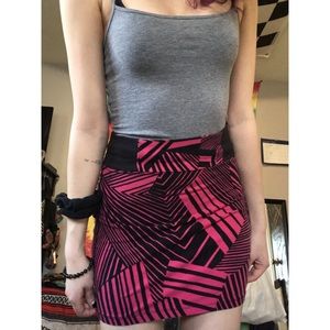 Pink and black mini skirt